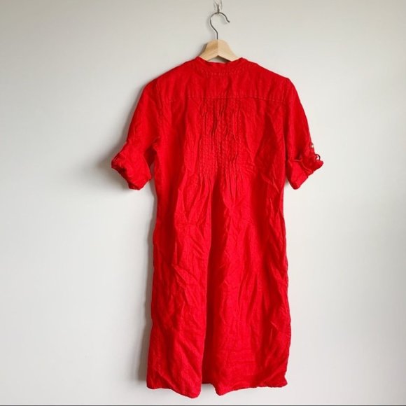 Red Button-Up Women's Dress - Picture 8 of 13